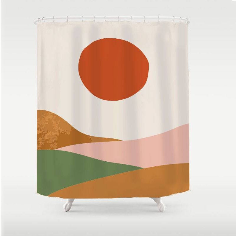 Big Red Sunset Shower Curtain