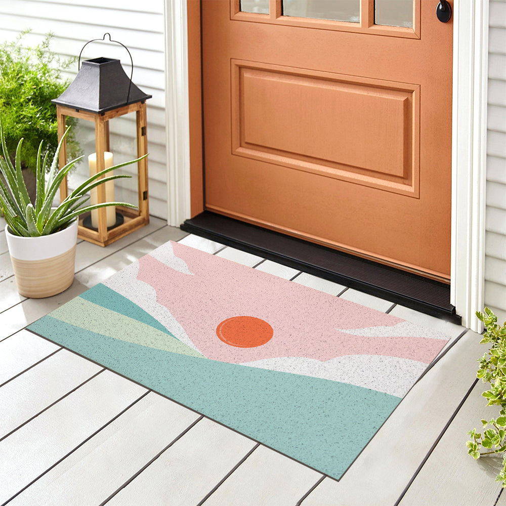 Green Mountain and Pink Sky PVC Entrance Mat