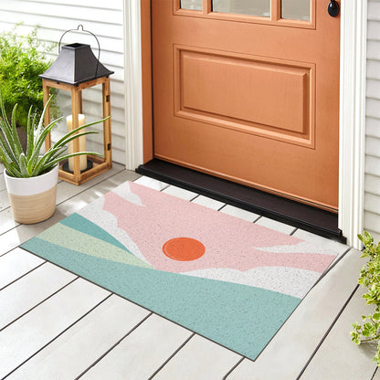Green Mountain and Pink Sky PVC Entrance Mat