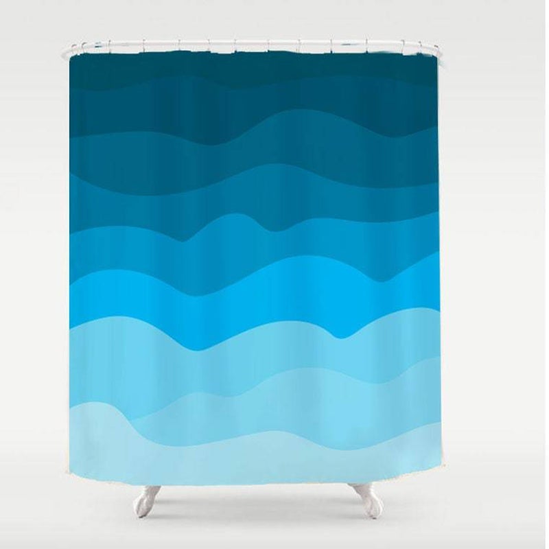 Gradient Blue Wave Shower Curtain
