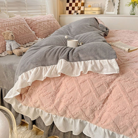 Poly/Acrylic Milk Cashmere Flannel Duvet Cover Bedding Set