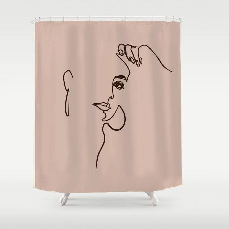 Simple Line Art Women Shower Curtain
