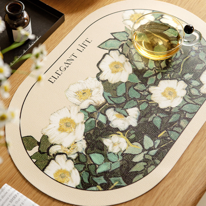 Nordic oil painting style leather placemat retro artistic sense western meal pad insulation pad waterproof and oil-proof can scrub mouse pad
