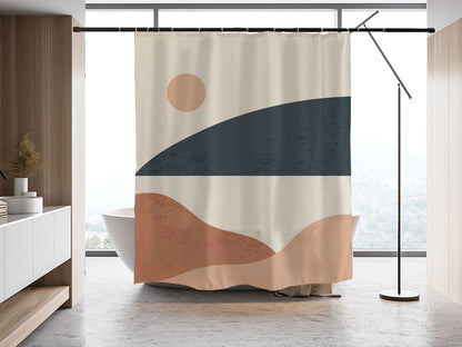 Modern Mountain and Sunset Shower Curtain