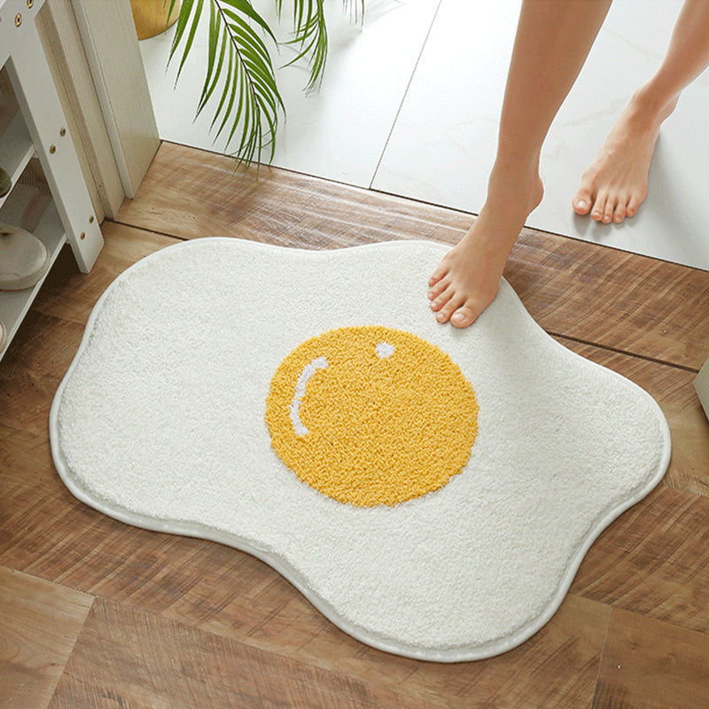 Cute Fried Egg Bath Mat, Lovely Bathroom Rug, White Yellow Bath Rug, Multiple Sizes Available