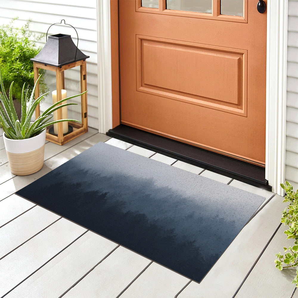 Dark Blue Mist Forest PVC Entrance Mat