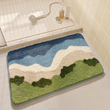 Feblilac Grass White Clouds Sky Bath Mat Rug