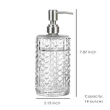 Clear Glass Soap Dispenser, Arrow Design Pump Bottle, 400ml/14 oz