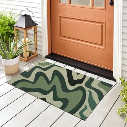 Abstract Green Wave Pattern PVC Entrance Mat