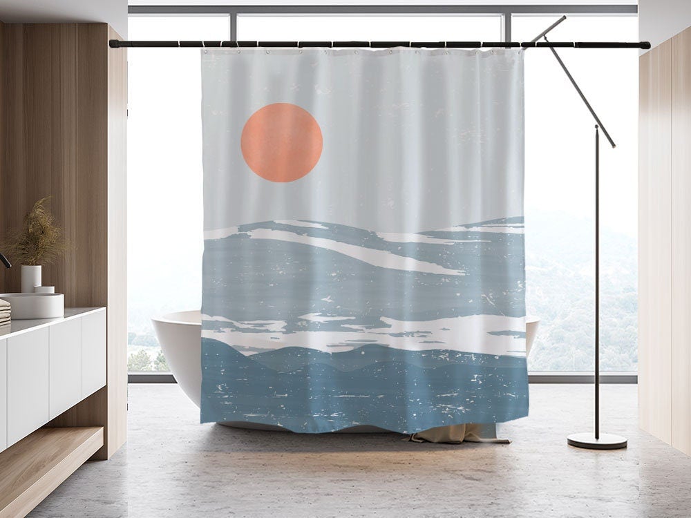Blue Snow Mountain and Sun Shower Curtain