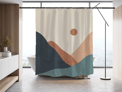 Modern Mountain River Shower Curtain