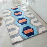 White Blue Orange Grey Geometrical Bath Mat