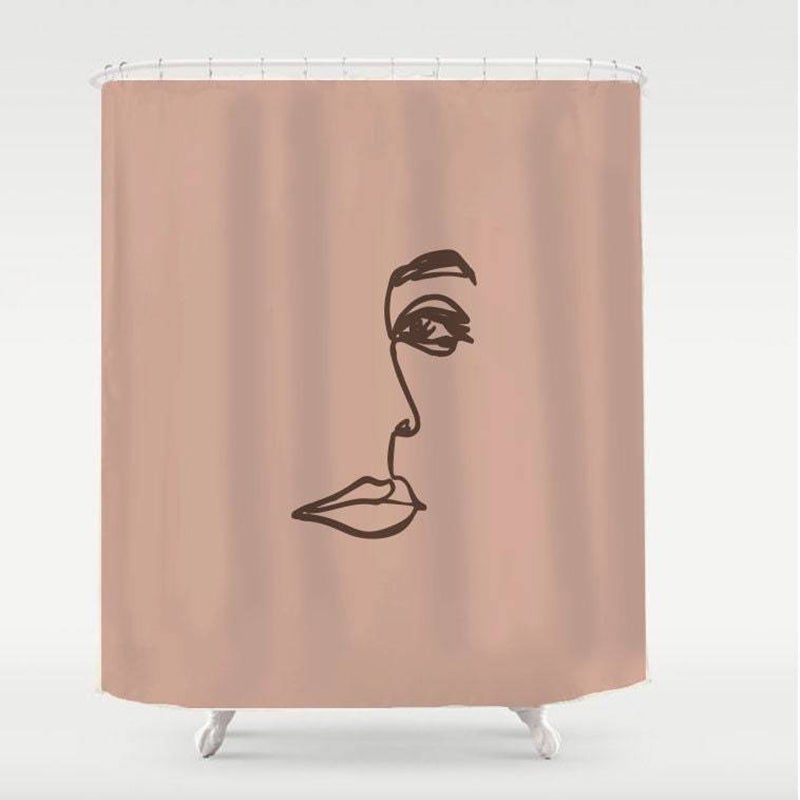Woman Face Line Art Shower Curtain