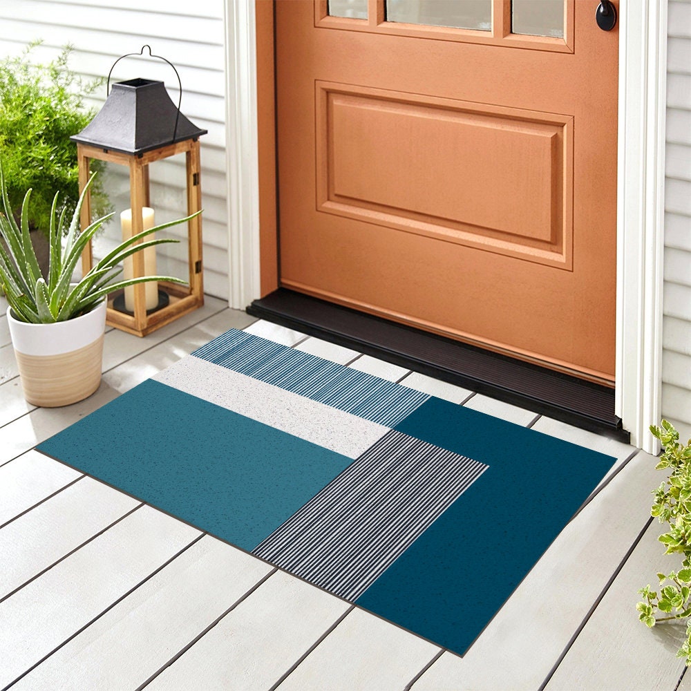 Simple Blue Lines PVC Entrance Mat