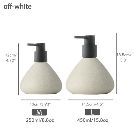 off-white Ceramic Soap Dispenser, Oval Bathroom Bottle, Simple Design Soap Dispenser, Refillable Reusable Lotion Pump for Bathroom Kitchen