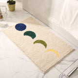 Moon Phase Bath Mat Beige Background, Bathroom Rug, Soft Plush Water-Absorbent Mat, Machine Washable