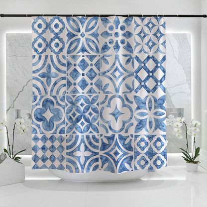 Blue Watercolor Pattern Shower Curtain