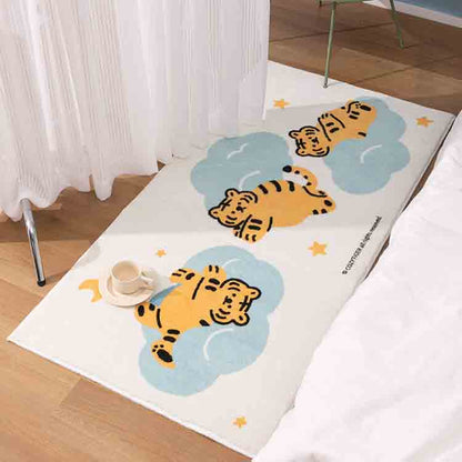 Three Cute Little Tiger White Bedroom Mat