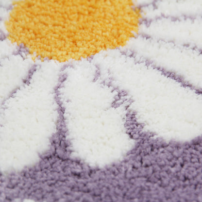 Feblilac Cute Daisy Bath Mat, Black/Purple/Red/Yellow/Green Floral Bathroom Rug, 16"x24" Soft Plush Water-Absorbent,  Anti Slip Toilet Mat, Soft Thick Bathroom Carpet, Art Bathroom Mats, Best Bath Rugs, Hot Shower Mat Non Slip, Toilet Rug