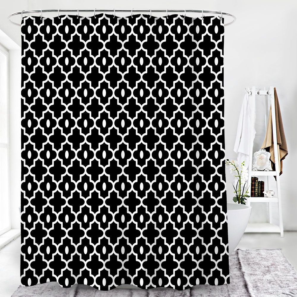 Black Morocco  Pattern Shower Curtain