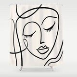 Black and White Woman Face Shower Curtain