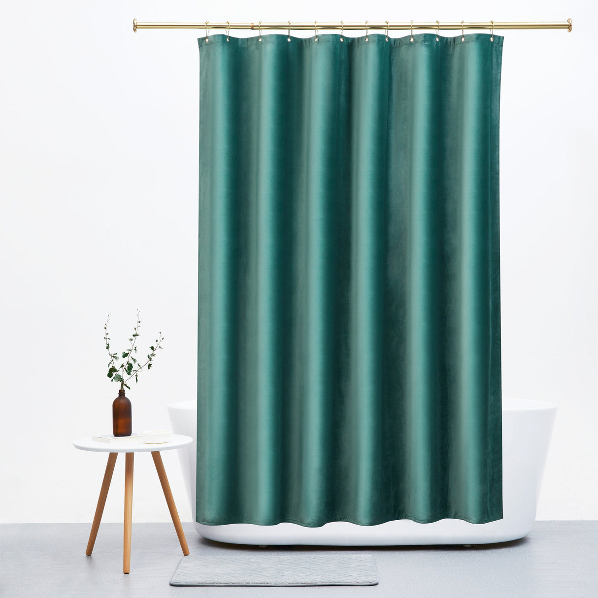 Gray Green Velvet Shower Curtain