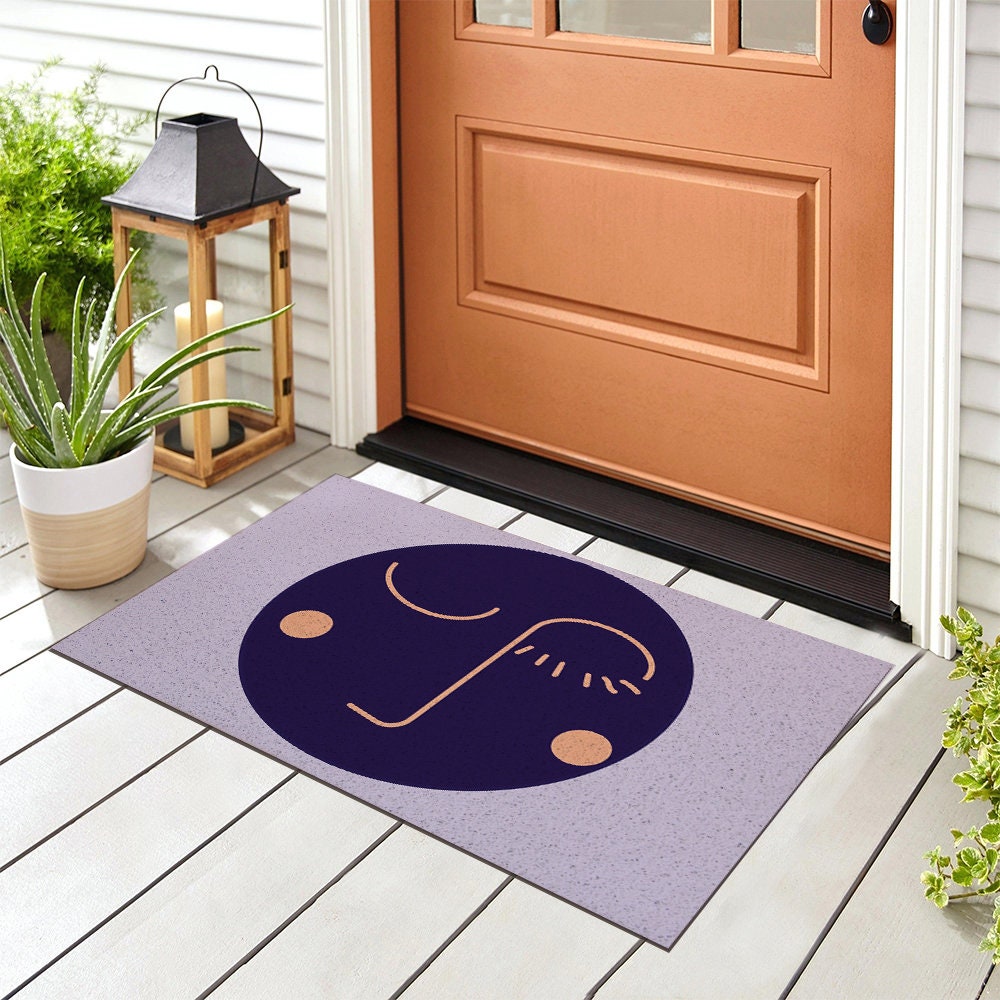 Purple Moon Face PVC Entrance Mat