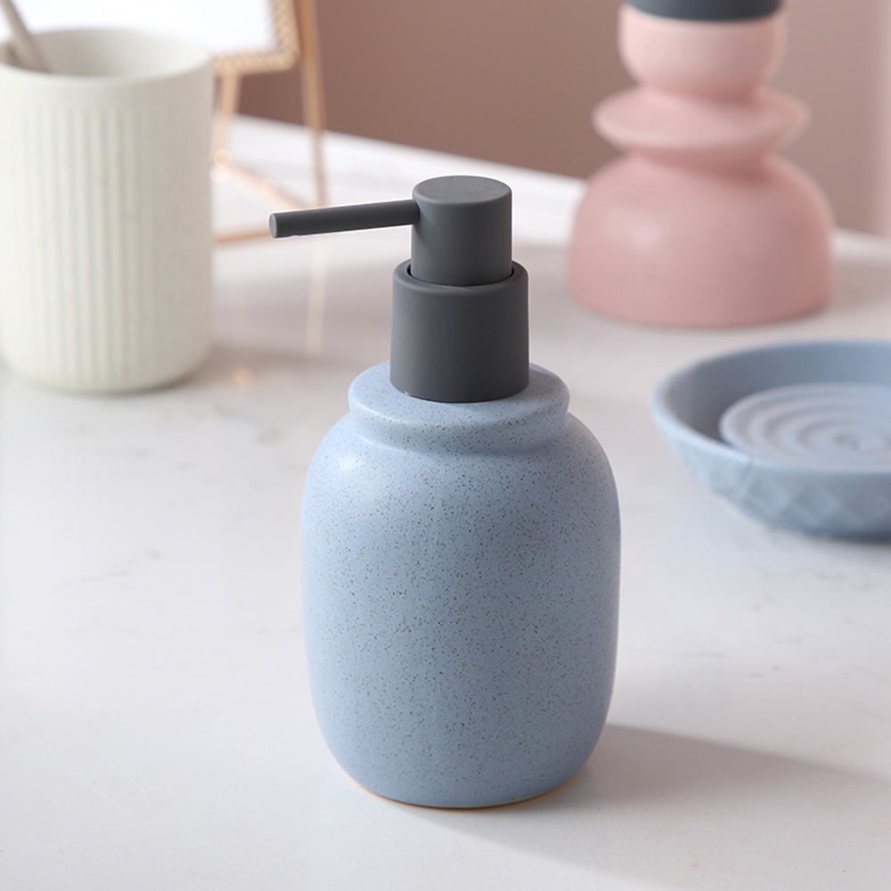Ceramic Soap Dispenser, Liquid Bathroom Bottle, Simple Design, Refillable Reusable Lotion Pump for Bathroom Kitchen, 300ml/10.1oz