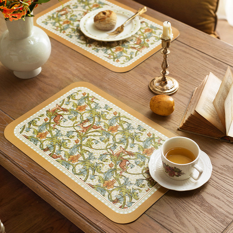 [Two] Flower and deer light luxury high-end placemat Western food Morris waterproof and oil-proof disposable anti-scalding heat insulation pad