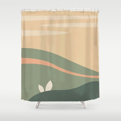 Beige Orange Field Flower Shower Curtain