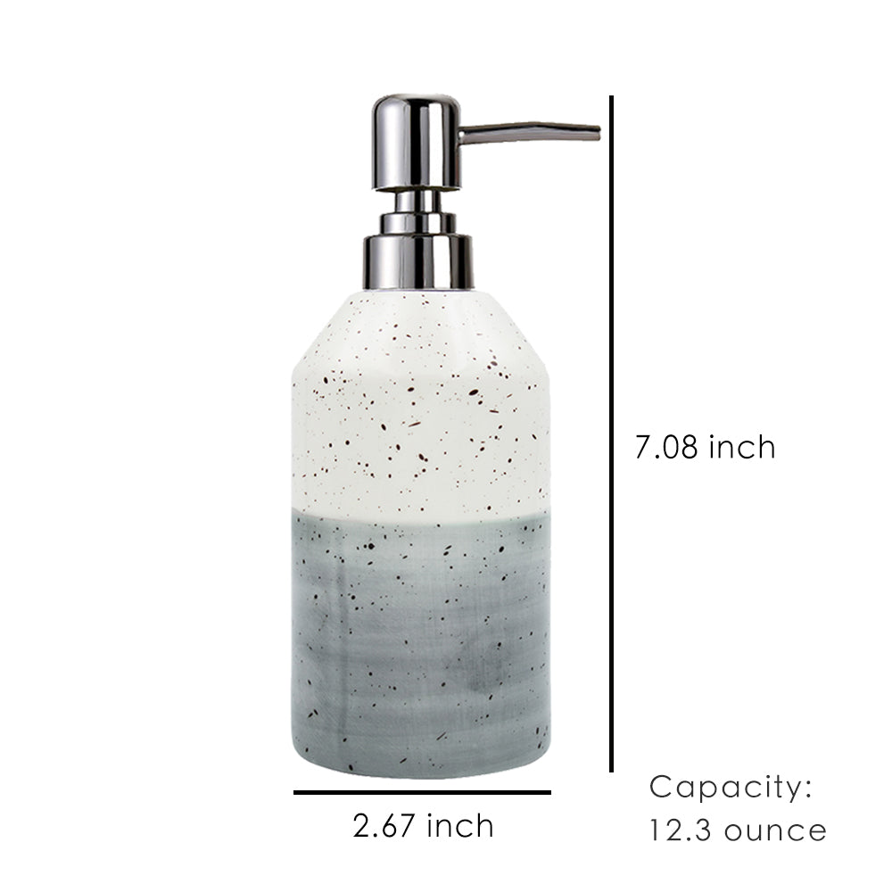 Gray Ceramic Soap Dispenser, Simple-Design Pump Bottle, 350ml/12.3 oz