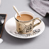 Reflection Ceramic Coffee Cup, European Electroplated Mirror Coffee Cup and Saucer Set