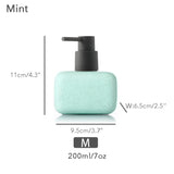 Mint Ceramic Soap Dispenser, Liquid Bathroom Bottle, Simple Design, Refillable Reusable Lotion Pump for Bathroom Kitchen, 200ml/7oz