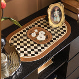 [Two pieces] Hazel leather dining table mat waterproof, oil-proof, disposable, heat-insulating mat, Nordic checkerboard side cabinet mat