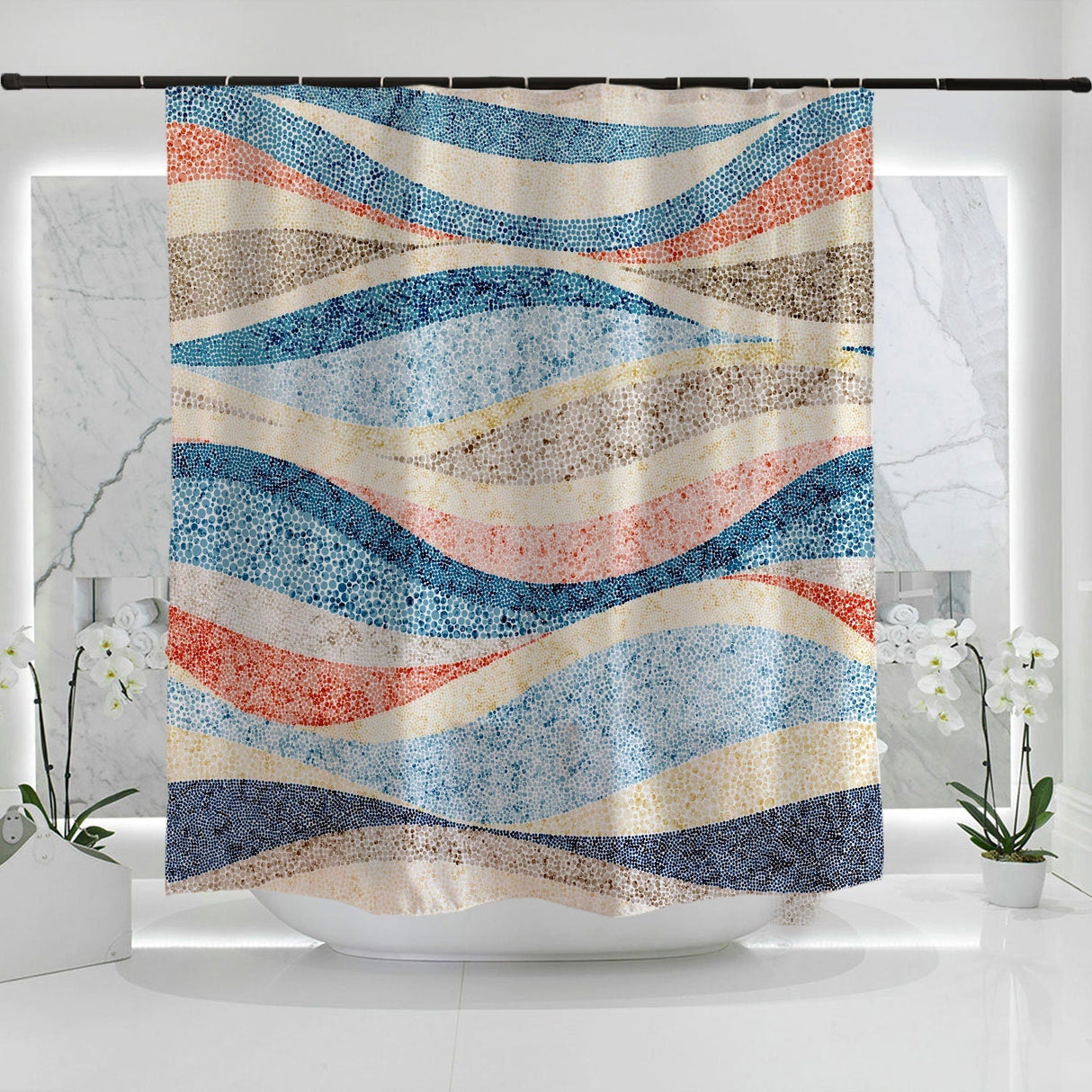 Blue Ocean Wave Shower Curtain