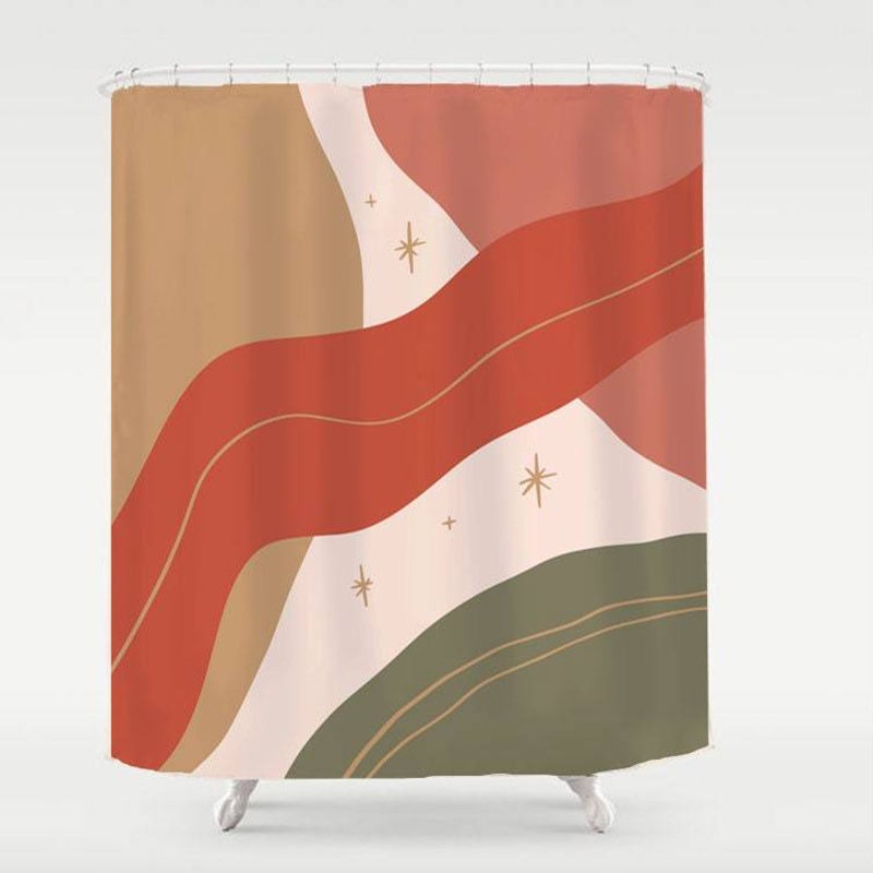 Red and Green Stars Shower Curtain