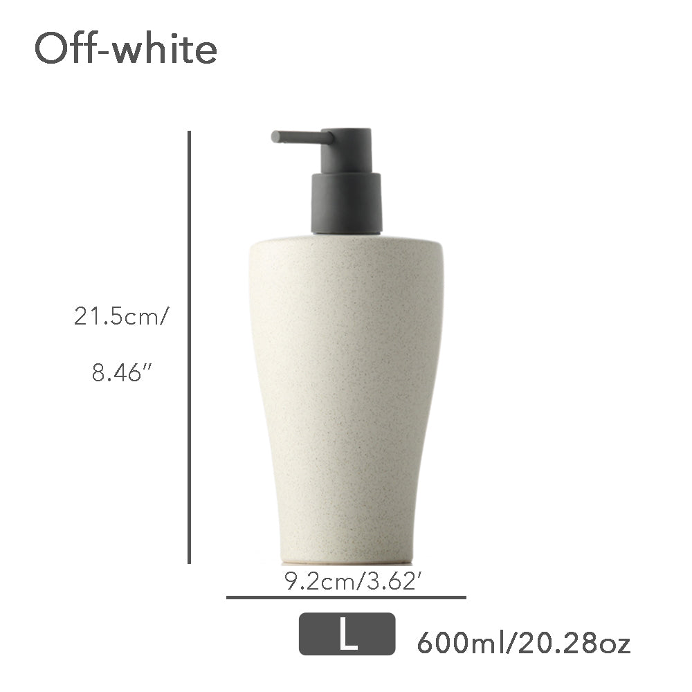 Off white Ceramic Soap Dispenser, Liquid Bathroom Bottle, Simple Design, Refillable Reusable Lotion Pump for Bathroom Kitchen, 600ml/20.28oz