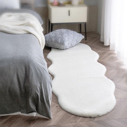 Feblilac White Grey Rabbit Hair Feel Bedroom Rug, Pure Area Rug, White Bedroom Runner, Dark Grey Bedroom Mat, Multiple Sized Anti Slip Bedroom Mats, Soft Thick Bedroom Carpet, Art Area Mats, Best Bedroom Rugs, Hot Runner Non Slip