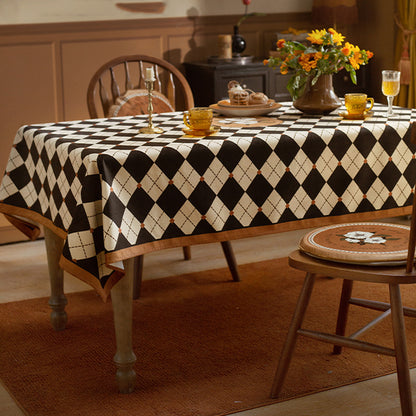 Hazel American retro tablecloth checkerboard light luxury high-end velvet tablecloth desktop protection plaid tablecloth