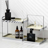 Nordic Style Light Luxury Silver Iron Art Acrylic Double Storage Rack, Cosmetics Shelves, Jewelry Tray, Decoration Tray