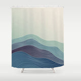 Green and Blue Wave Shower Curtain