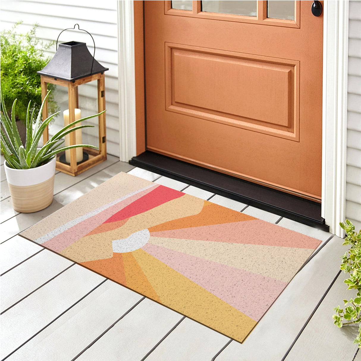 Yellow Red Mountain Sunrise PVC Entrance Mat