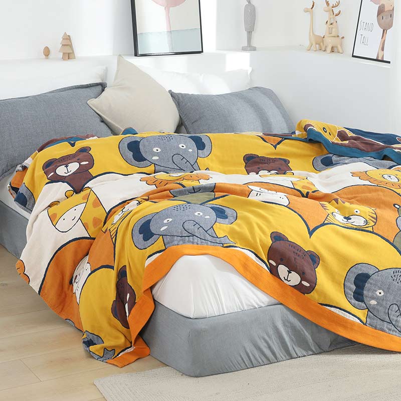 Animal Party Reversible Cotton Gauze Quilt