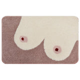 Feblilac Cute Super Boobs Bath Mat, 19.6″x31.5″, Non Slip Bathmat, Brown Bathroom Rugs, Anti Slip Toilet Mat, Soft Thick Bathroom Carpet, Art Bathroom Mats, Best Bath Rugs, Hot Shower Mat Non Slip, Toilet Rug