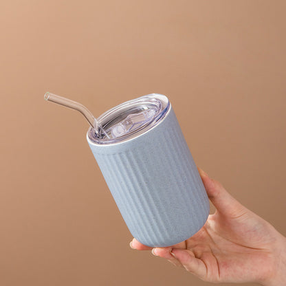 Ceramic Mug with Straw | Solid Color
