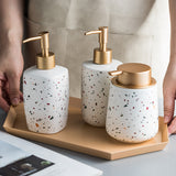 Ceramic Soap Dispenser, Liquid Soap Pump Bottle, Colorful Marble Texture