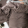 Grey Yarn-Dyed Stripe Knit Fabric Bedding Set Cotton Duvet Cover Bedding Set