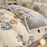 Poly Cute Bear Spaceman Milk Cashmere Flannel Berber Fleece Duvet Cover Bedding Set