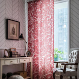 Baroque Style Red Flower Light Filtering Curtain
