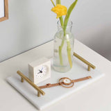 Nordic Style Natural Marble Gold Handle Tray, Service Plate, Jewelry Tray, Decoration Tray